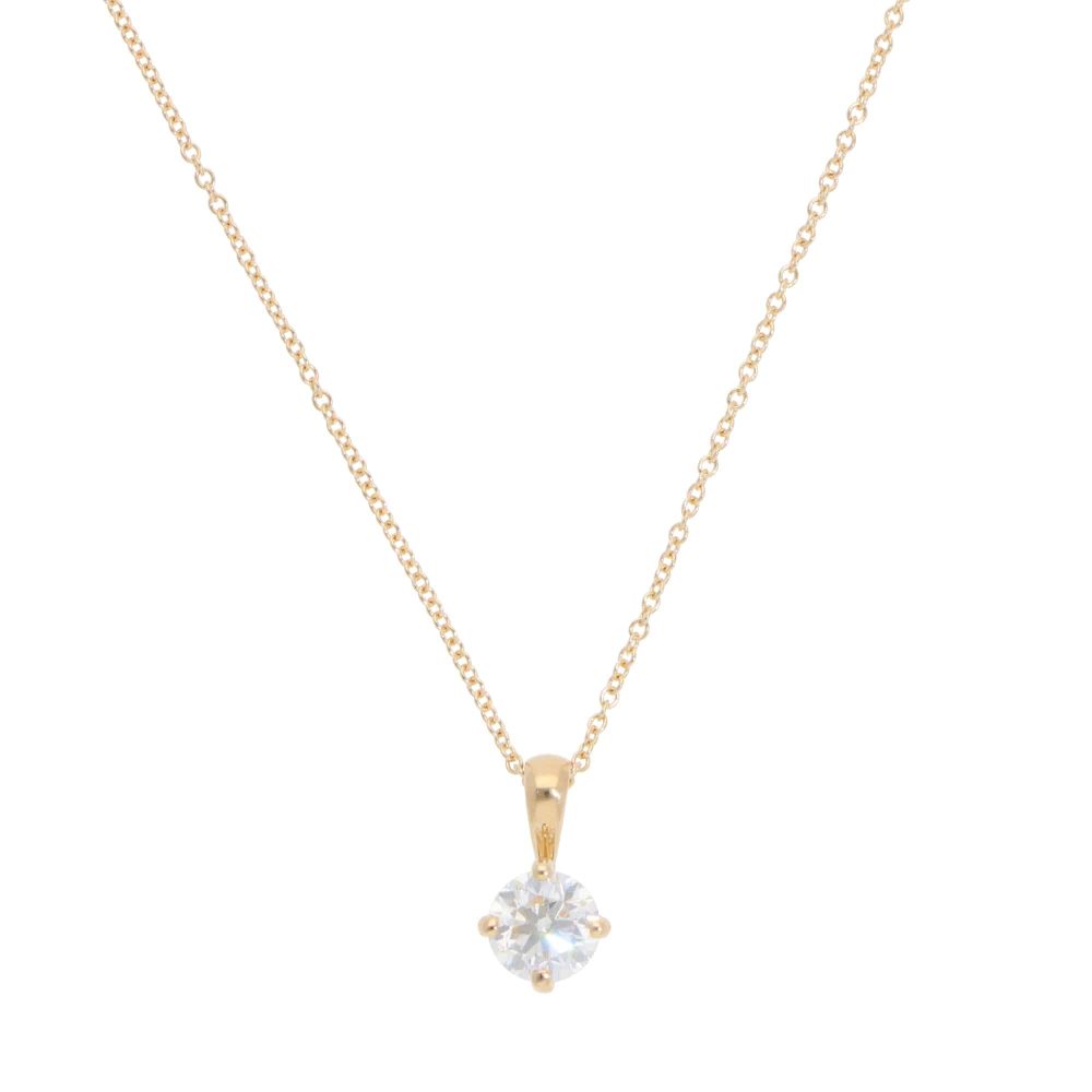 Contemporary GIA Certified Diamond Solitaire Necklace In 18 Carat Yellow Gold