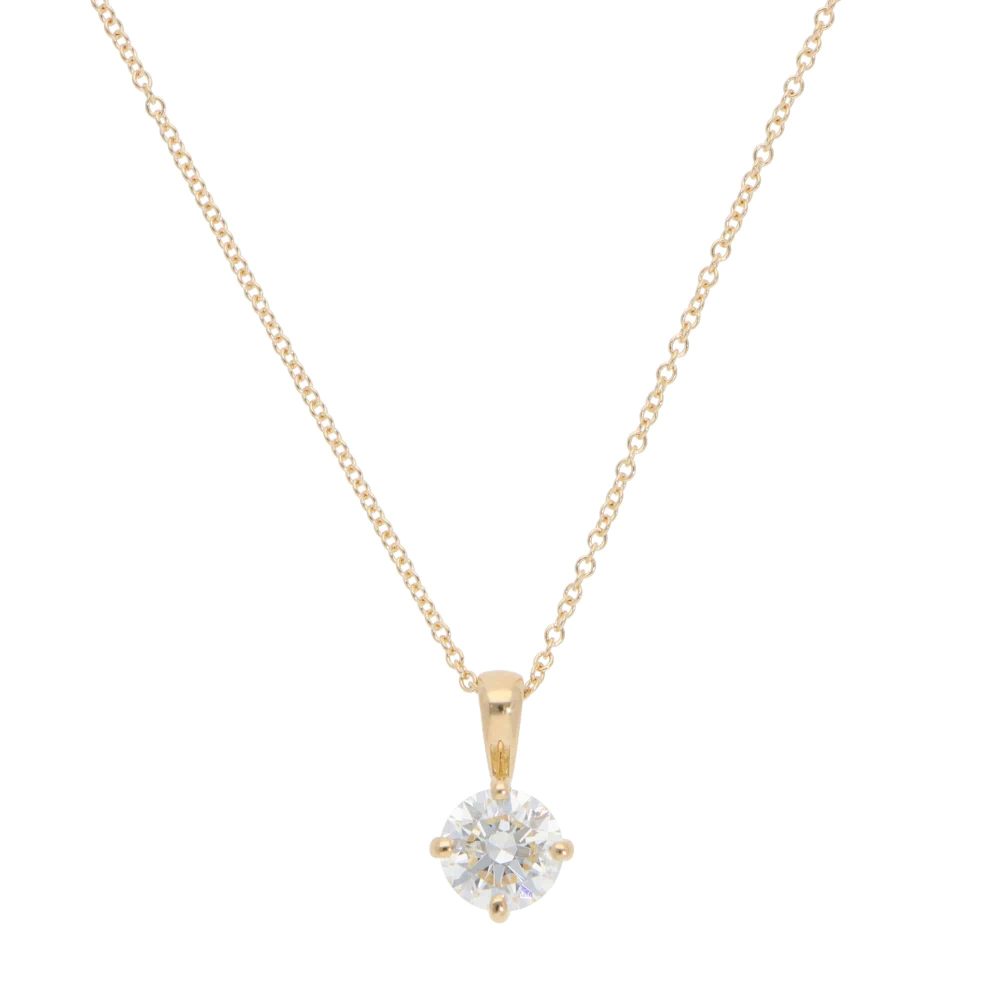 Contemporary GIA Certified Diamond Solitaire Necklace In 18 Carat Yellow Gold
