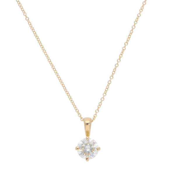 Contemporary GIA Certified Diamond Solitaire Necklace In 18 Carat Yellow Gold
