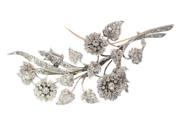 Antique French Victorian Diamond Branch Brooch