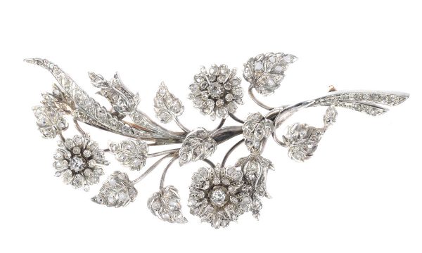 Antique French Victorian Diamond Branch Brooch