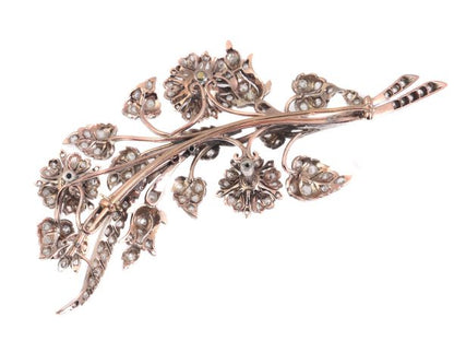Antique French Victorian Diamond Branch Brooch