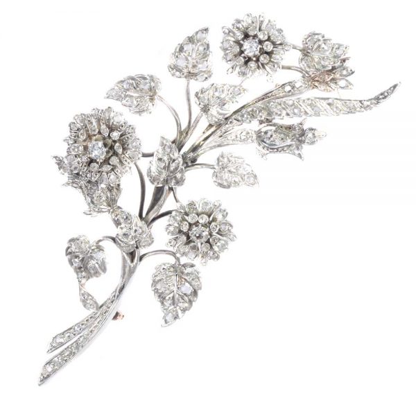 Antique French Victorian Diamond Branch Brooch