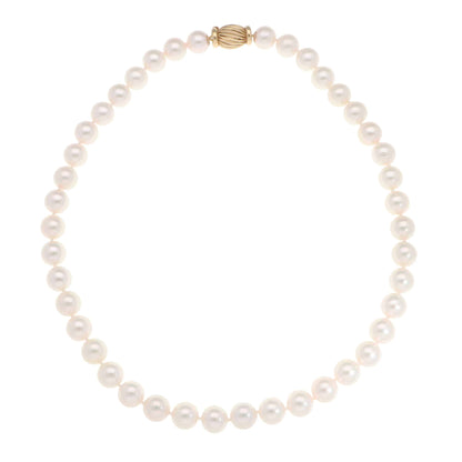 Akoya Pearl Strand Necklace With Vintage Yellow Gold Clasp