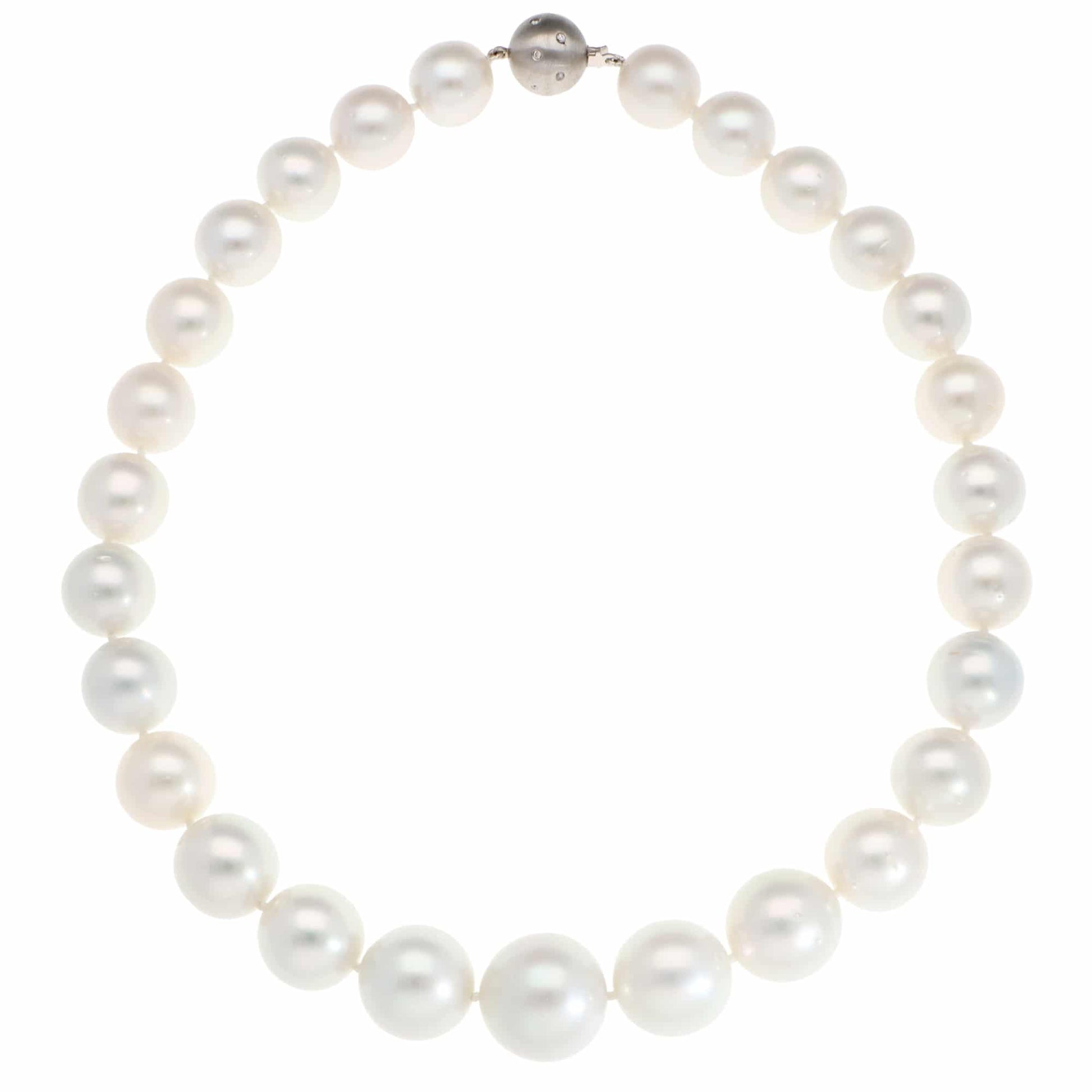 South Sea pearl necklace with white gold clasp and diamonds.