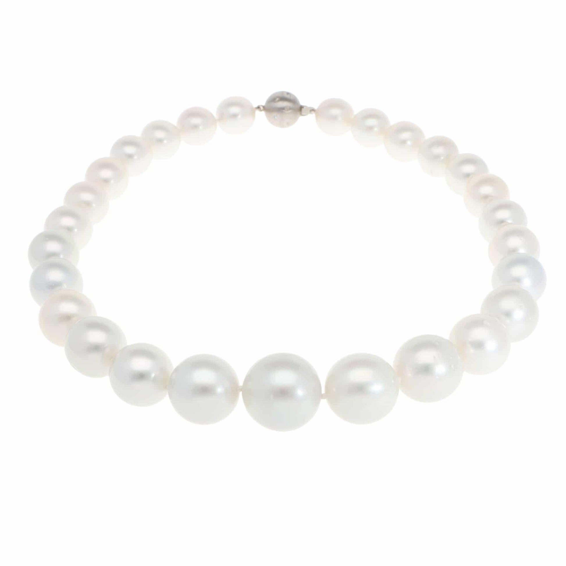 South Sea Pearl Strand Necklace With White Gold Diamond Clasp