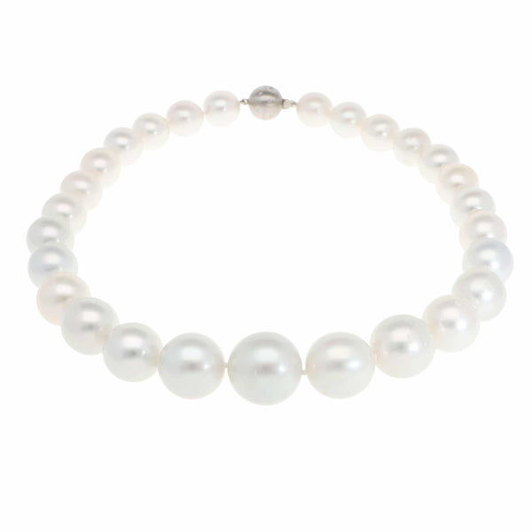 South Sea Pearl Strand Necklace With White Gold Diamond Clasp