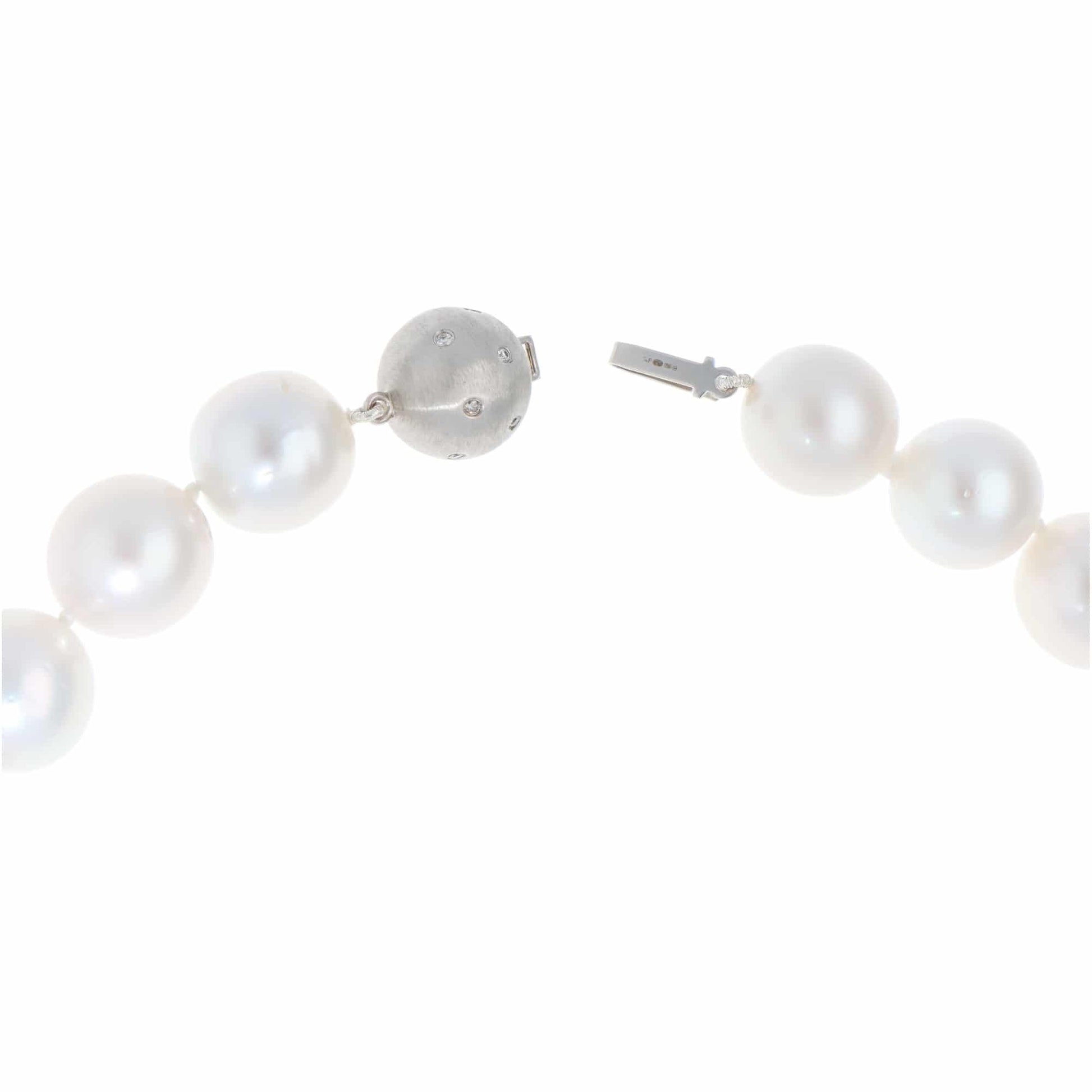 South Sea pearl necklace with white gold clasp and diamonds.