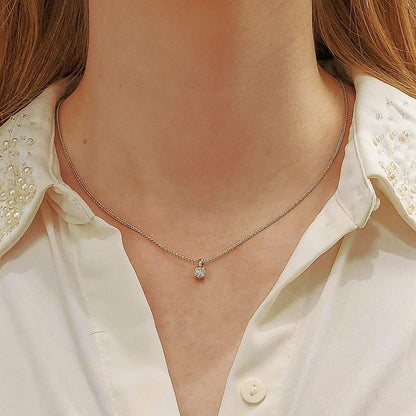 0.40ct Diamond Solitaire Pendant in 18ct White Gold, single stone 0.40 carat H SI1 round brilliant-cut diamond four-claw set with articulated wedge bale on 18ct white gold oval link chain