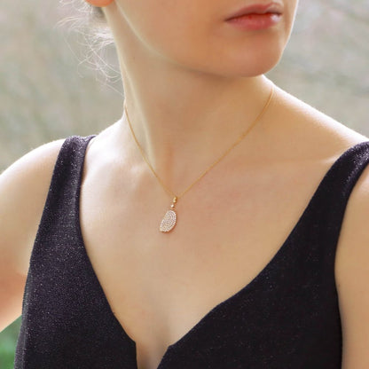 Diamond Set Rose Gold Leaf Pendant