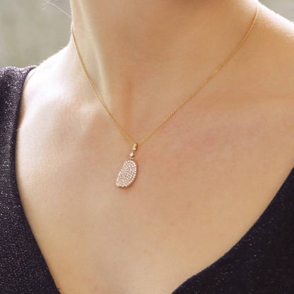 Diamond Set Rose Gold Leaf Pendant