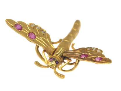 Antique Victorian Ruby and Diamond 18ct Gold Hair Clip Brooch