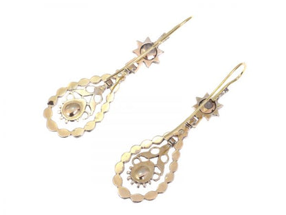 Antique Georgian Flemish Long Pendant Diamond Earrings