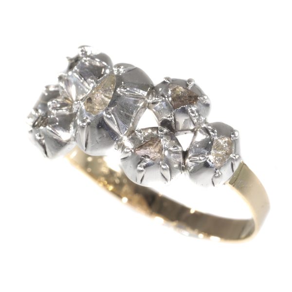 Antique Victorian Rose Cut Diamond Ring, 18ct Gold and Silver
