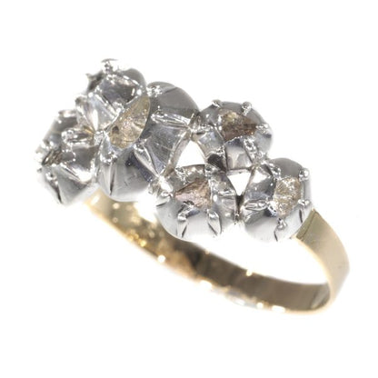 Antique Victorian Rose Cut Diamond Ring, 18ct Gold and Silver