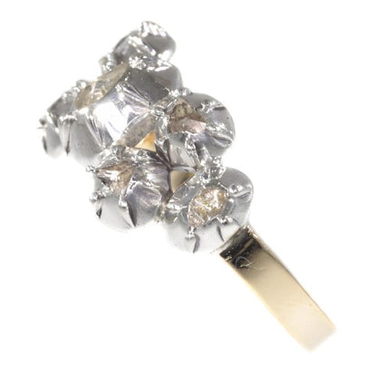 Antique Victorian Rose Cut Diamond Ring, 18ct Gold and Silver