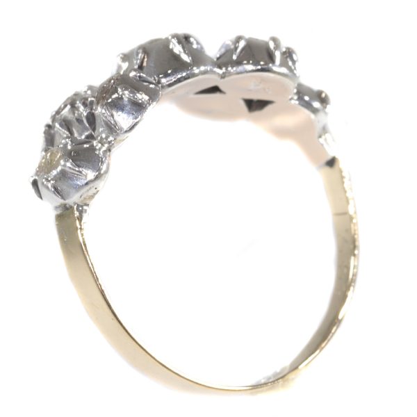 Antique Victorian Rose Cut Diamond Ring, 18ct Gold and Silver