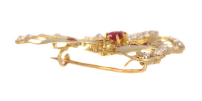 Antique Late Victorian Gold Seed Pearl Butterfly Brooch