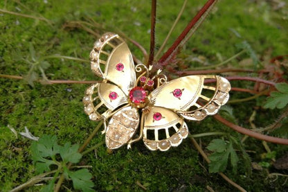Antique Late Victorian Gold Seed Pearl Butterfly Brooch