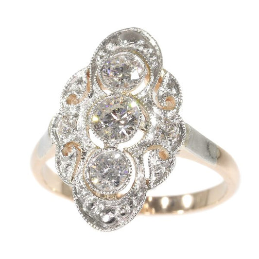 Vintage 1950's Diamond Dinner Dress Ring