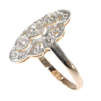 Vintage diamond dress ring Long Dinner Cocktail ring