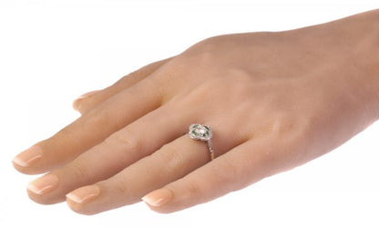 Vintage Art Deco Emerald and Old European Cut Diamond Engagement Ring