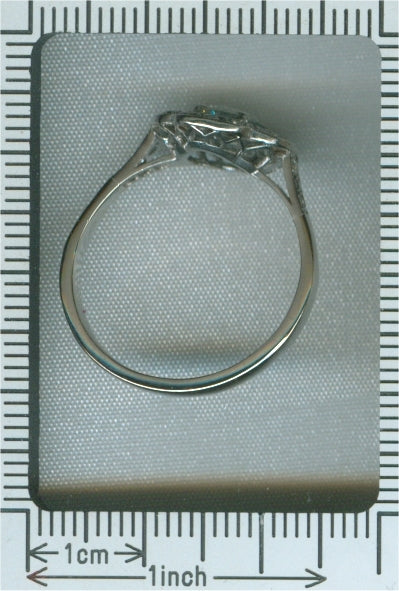 Vintage Art Deco Emerald and Old European Cut Diamond Engagement Ring