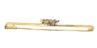 Vintage Bar Brooch with Insect Set with Ruby Sapphire and Rose Cut Diamonds