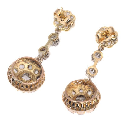 Antique Long Rose Cut Diamond Pendant Earrings