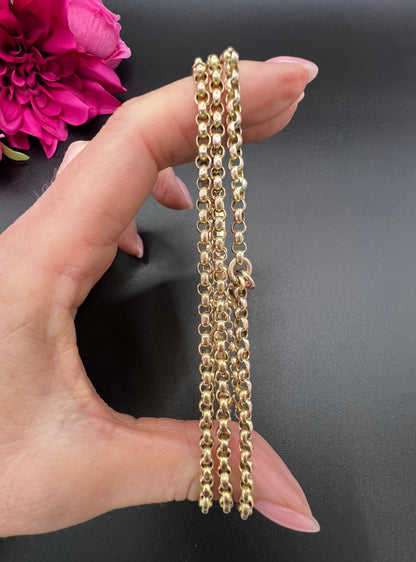 Antique 9ct Rose Gold, Edwardian Fancy Paperclip & Ball Link Belcher Chain 30 Inch