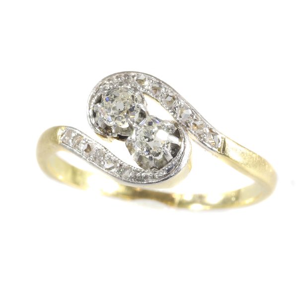 Romantic Antique Belle Epoque Diamond Toi et Moi Ring