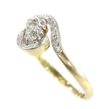 Romantic Antique Belle Epoque Diamond Toi et Moi Ring