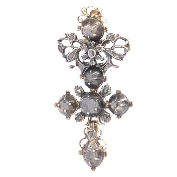 Antique 18th Century Baroque Diamond Cross Pendant