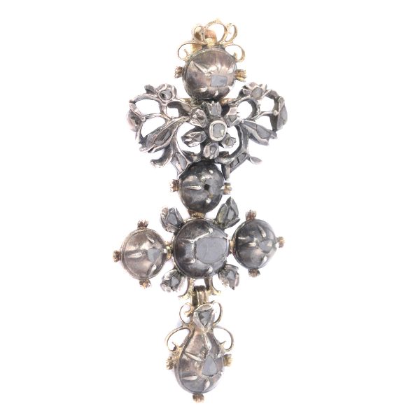Antique 18th Century Baroque Diamond Cross Pendant