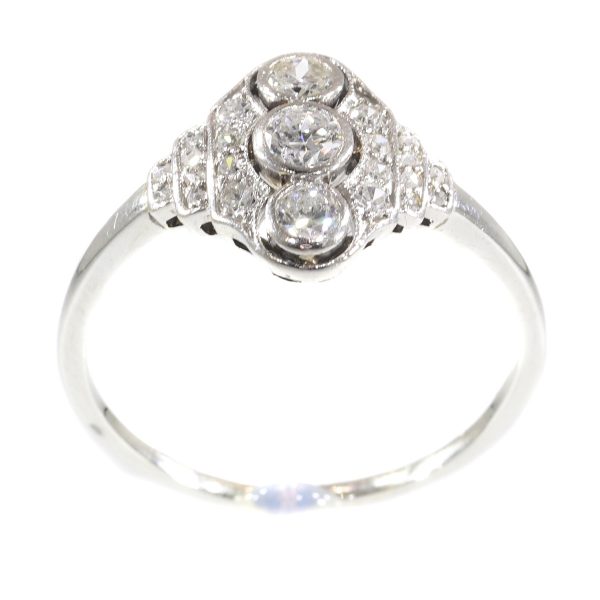 Vintage Art Deco Three Stone Diamond Engagement Ring