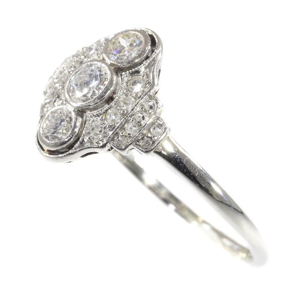 Vintage Art Deco Three Stone Diamond Engagement Ring