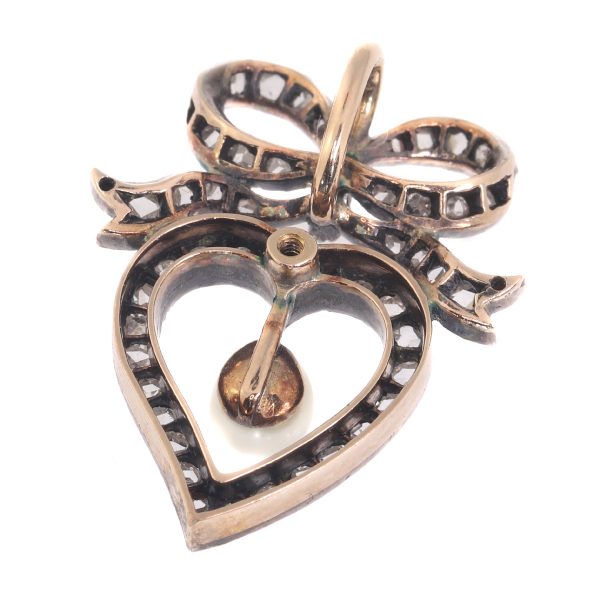 Antique Victorian Diamond and Pearl Heart Pendant