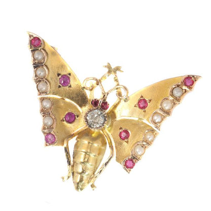 Antique Victorian Gold Butterfly Brooch