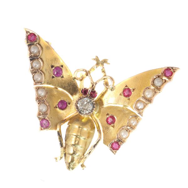 Antique Victorian Gold Butterfly Brooch