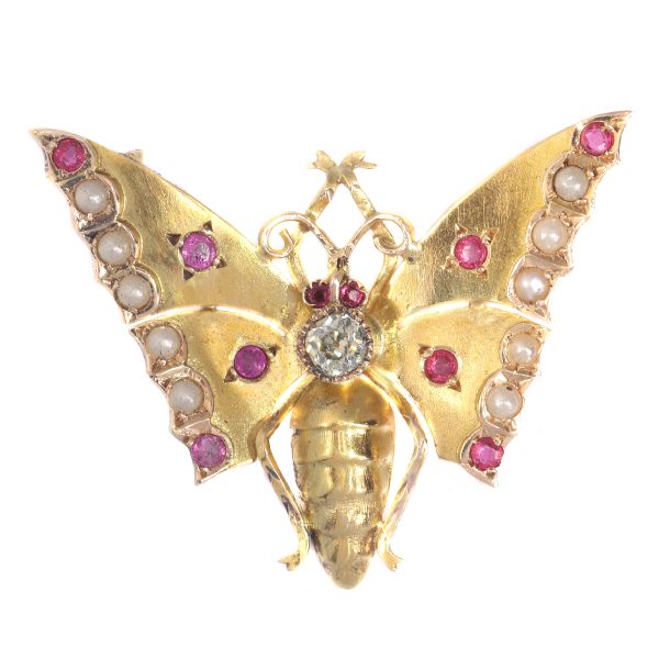 Antique Victorian Gold Butterfly Brooch