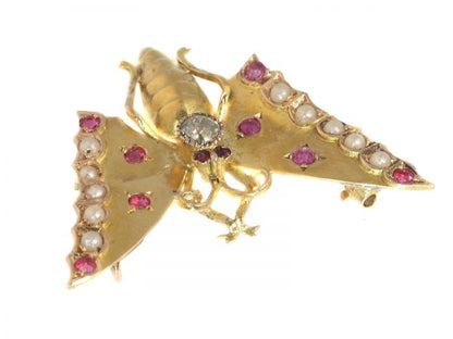 Antique Victorian Gold Butterfly Brooch