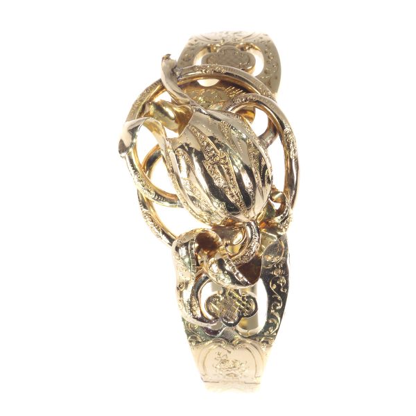 Antique Victorian 18ct Gold Tulip Bangle