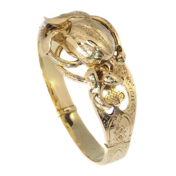 Antique Victorian 18ct Gold Tulip Bangle