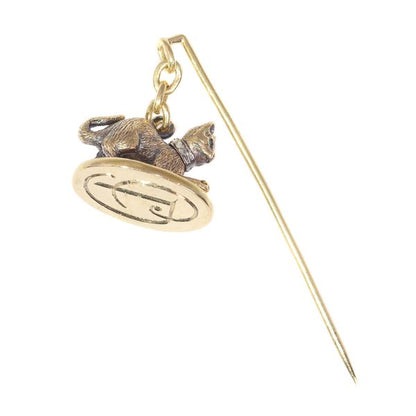 Antique Victorian Gem Set Gold Kitten Seal