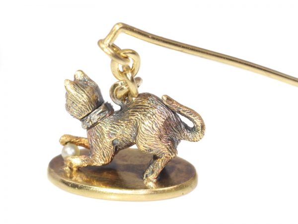 Antique Victorian Gem Set Gold Kitten Seal