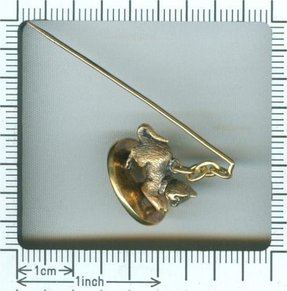 Antique Victorian Gem Set Gold Kitten Seal