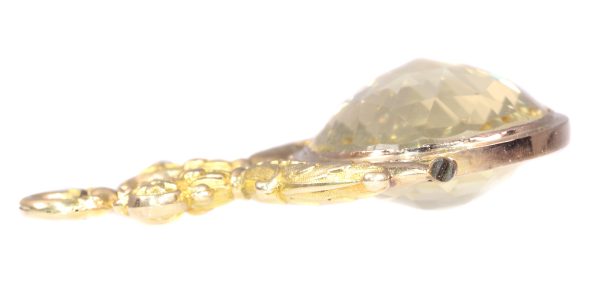 Antique Dutch Gold Chatelaine Pendant with Huge Citrine of Over 100ct
