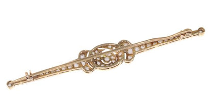 Antique Belle Epoque Rose Cut Diamond Bar Brooch