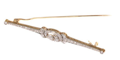 Antique Belle Epoque Rose Cut Diamond Bar Brooch