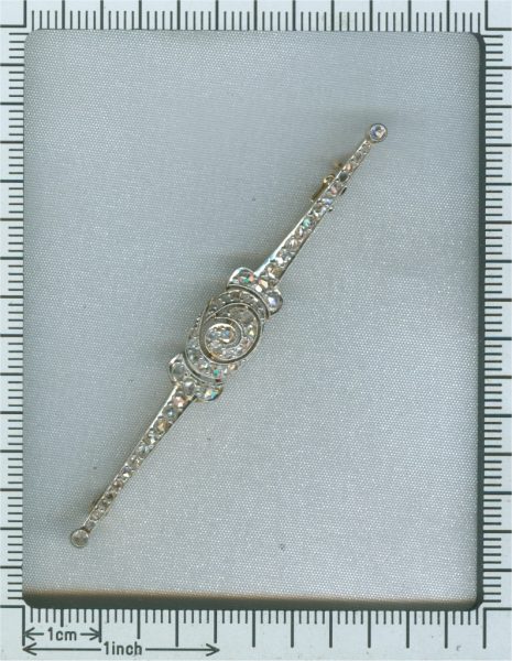 Antique Belle Epoque Rose Cut Diamond Bar Brooch